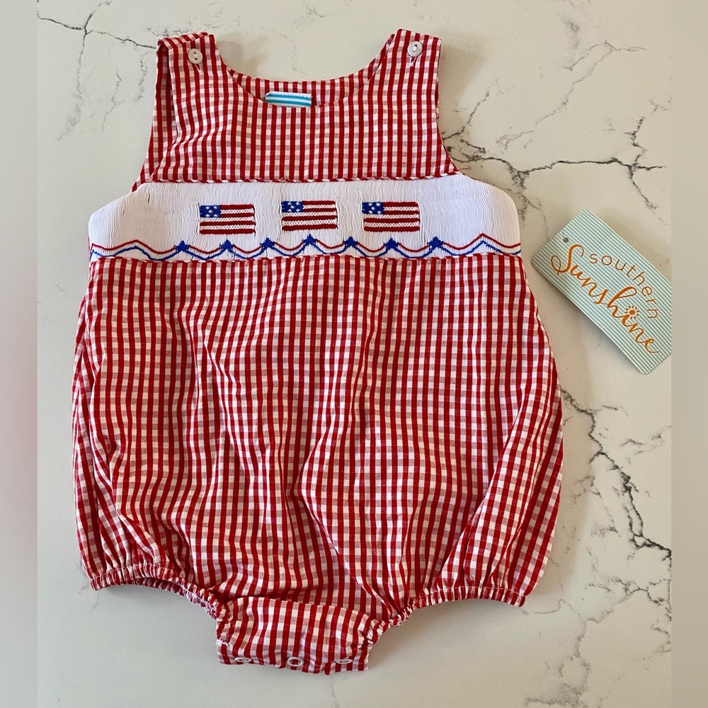 American Flags - 4th of July - Baby Boy Sun Bubble